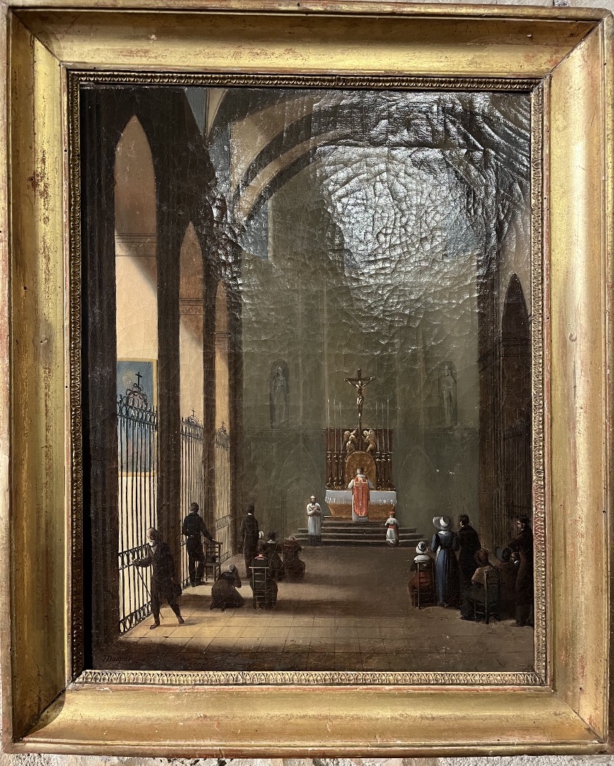 19th-century Church Interior—signed By Magner