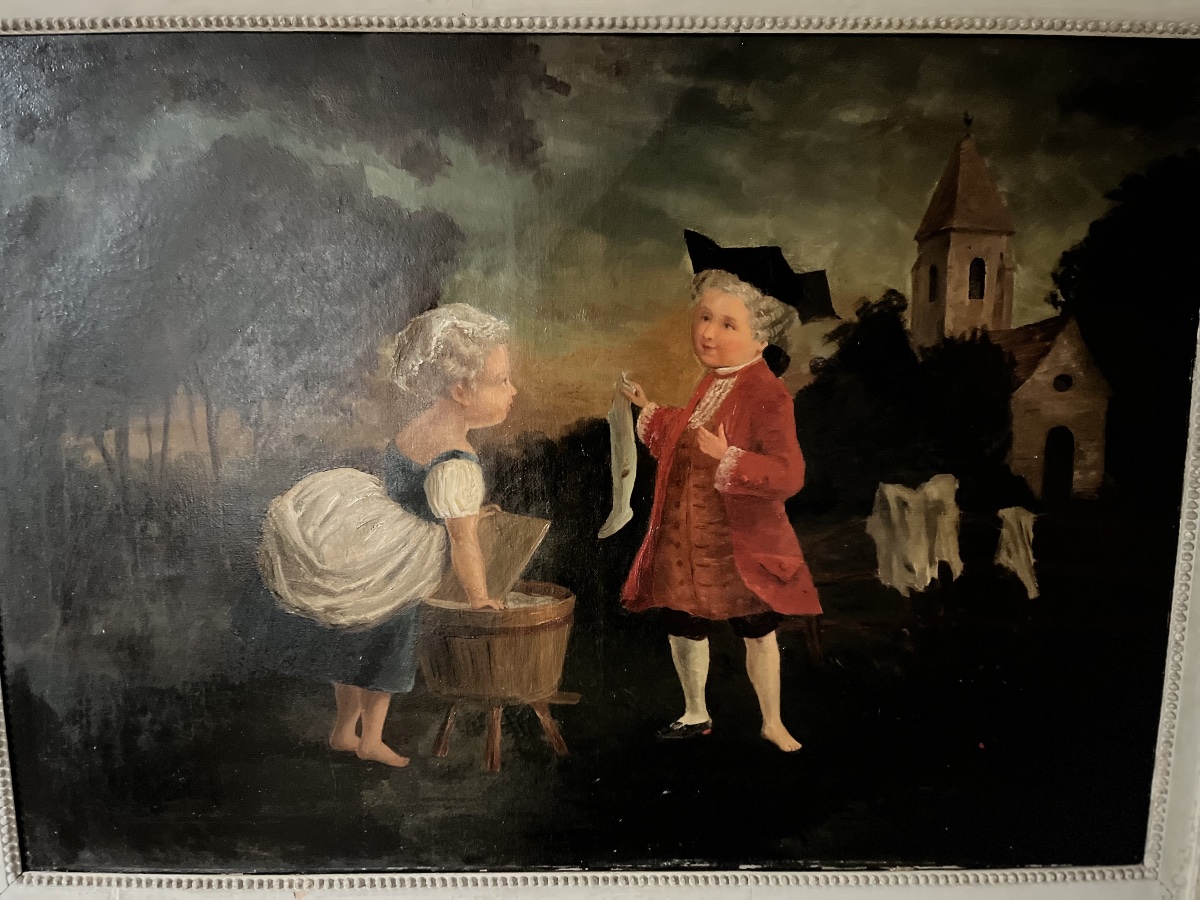 Trumeau laqué gris style Louis XVI -photo-3