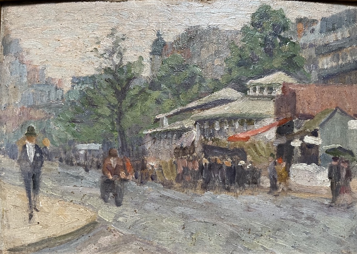 Oil On Panel—parisian Street Scene -photo-3