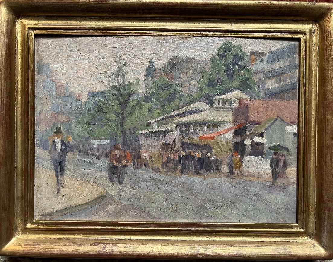 Oil On Panel—parisian Street Scene 