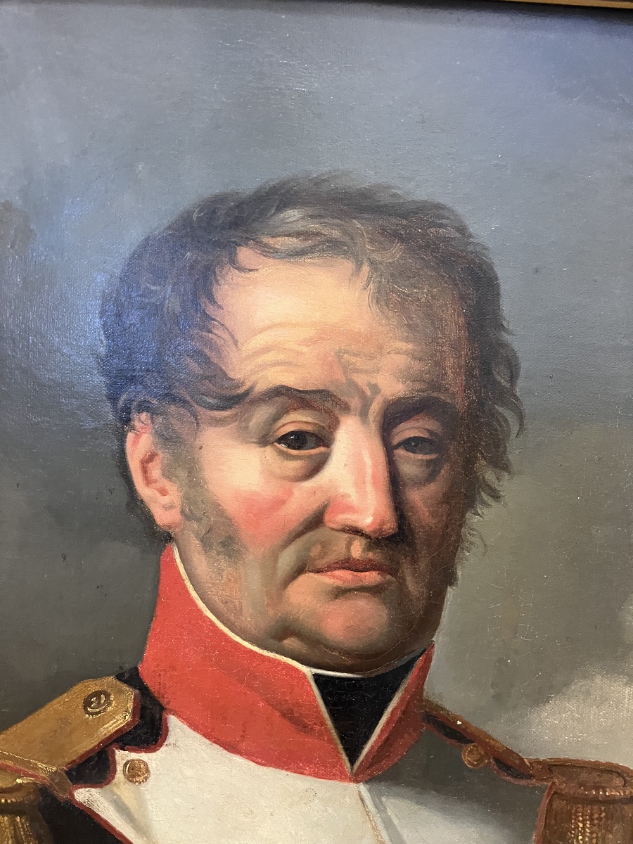 Huile sur toile Officier De Ligne sous Louis Philippe -photo-2