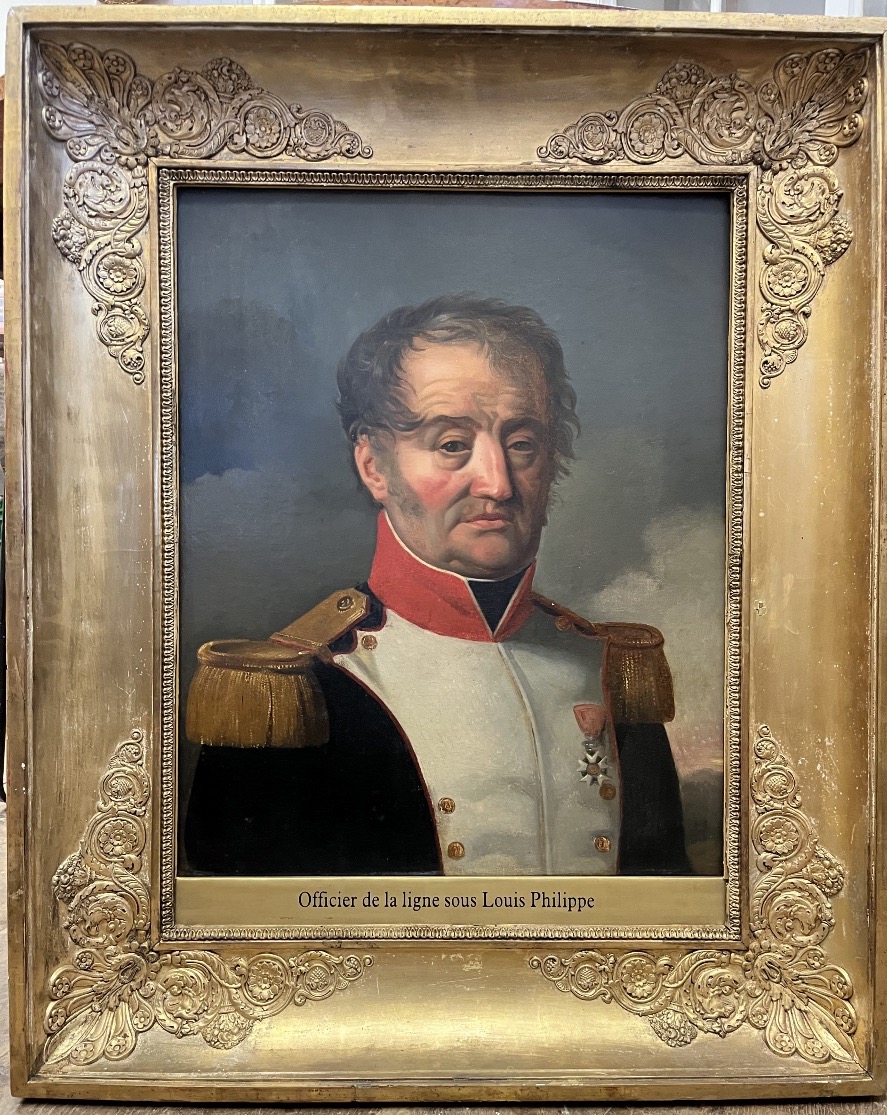 Huile sur toile Officier De Ligne sous Louis Philippe 