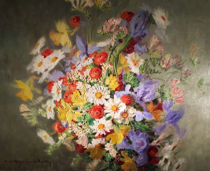 Hst: Bouquet Of Flowers. Marie-madeleine De Rasky-photo-3