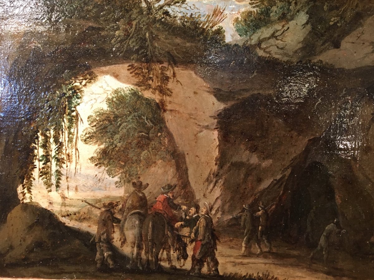 Huile sur panneau : paysage animé-photo-2