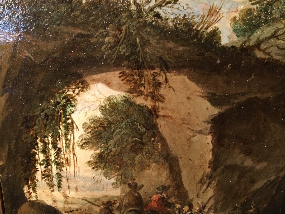 Huile sur panneau : paysage animé-photo-2