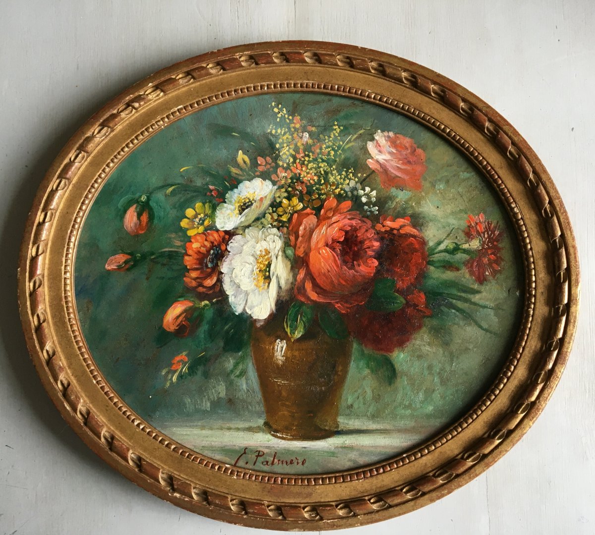 Paire De Peinture : Bouquet De Fleurs - Palmero-photo-2