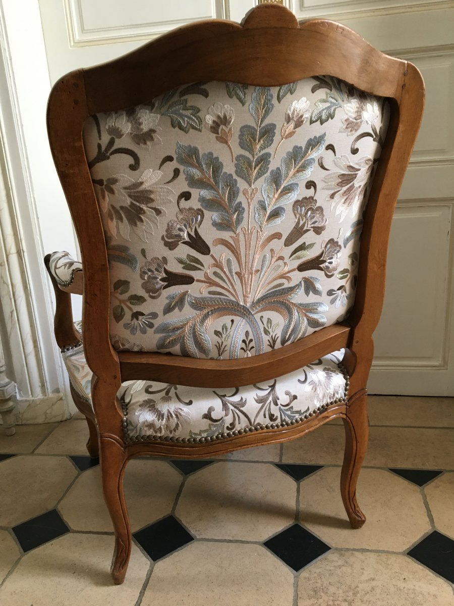 Fauteuil à Dossier Plat époque Louis XV-photo-3