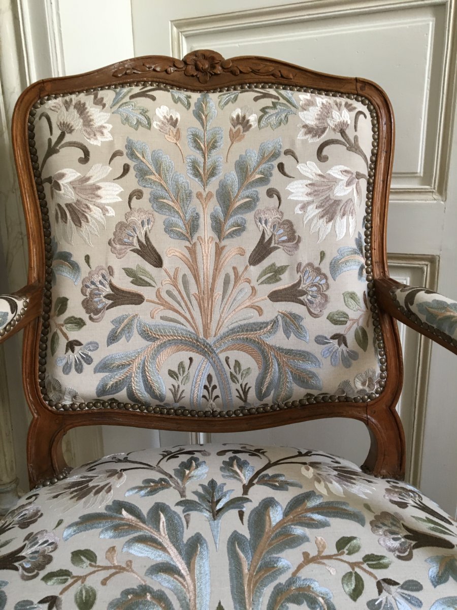 Fauteuil à Dossier Plat époque Louis XV-photo-4