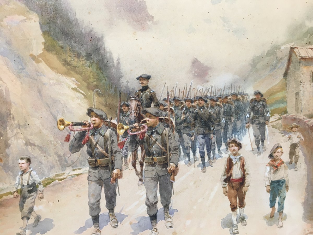 Aquarelle : Chasseurs Alpin S - Pierre Comba-photo-4