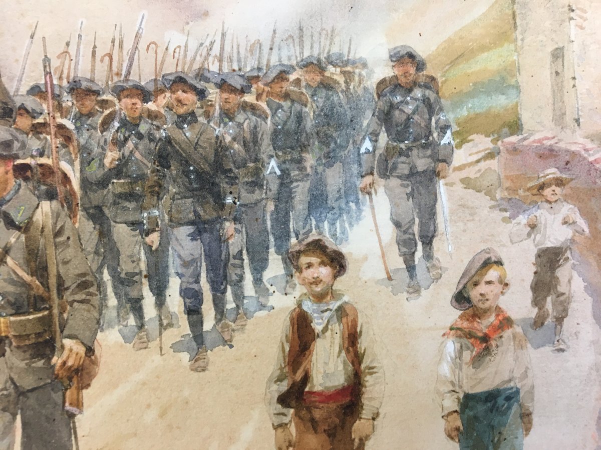 Aquarelle : Chasseurs Alpin S - Pierre Comba-photo-1