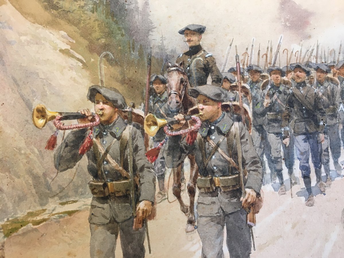 Aquarelle : Chasseurs Alpin S - Pierre Comba-photo-3