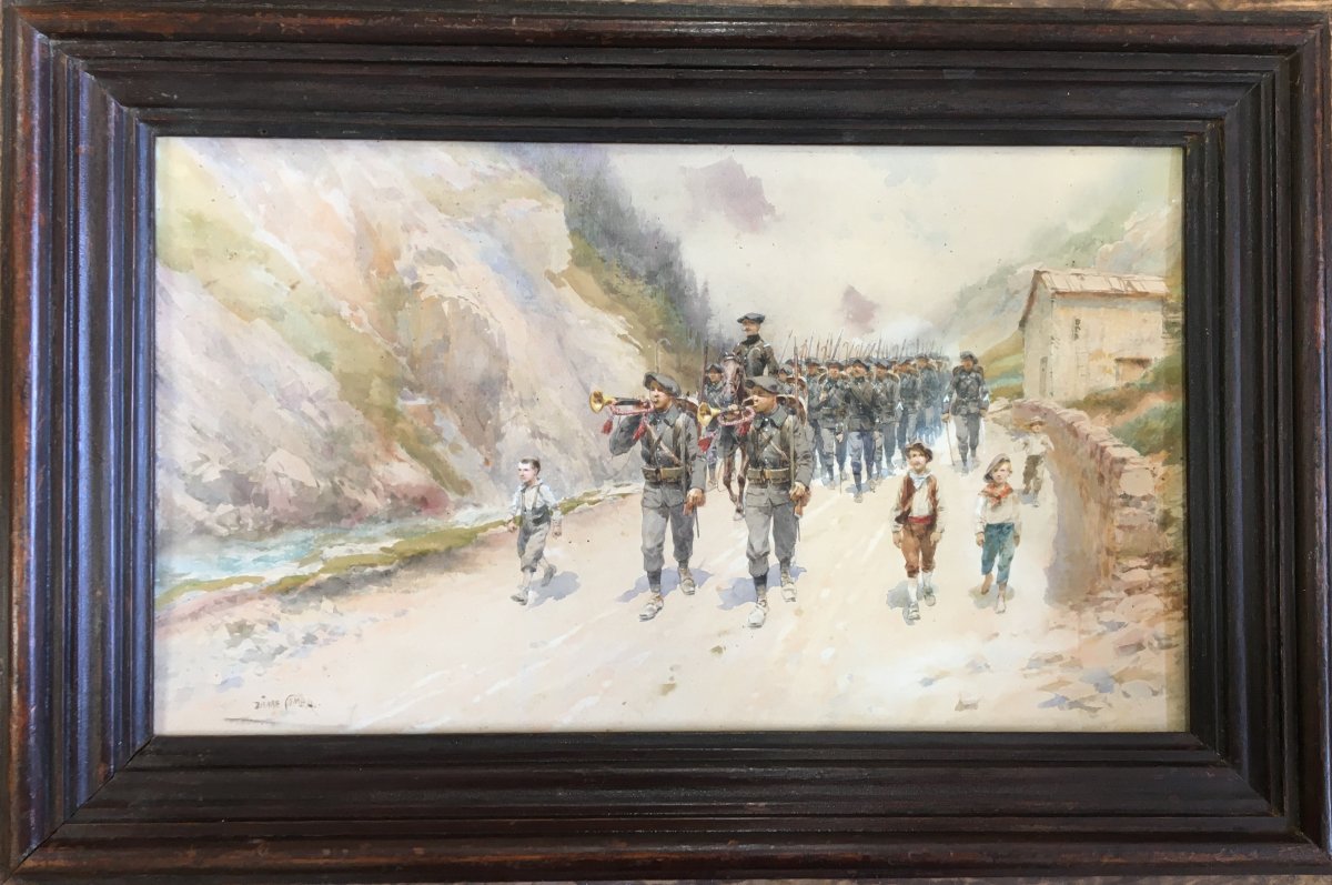 Aquarelle : Chasseurs Alpin S - Pierre Comba