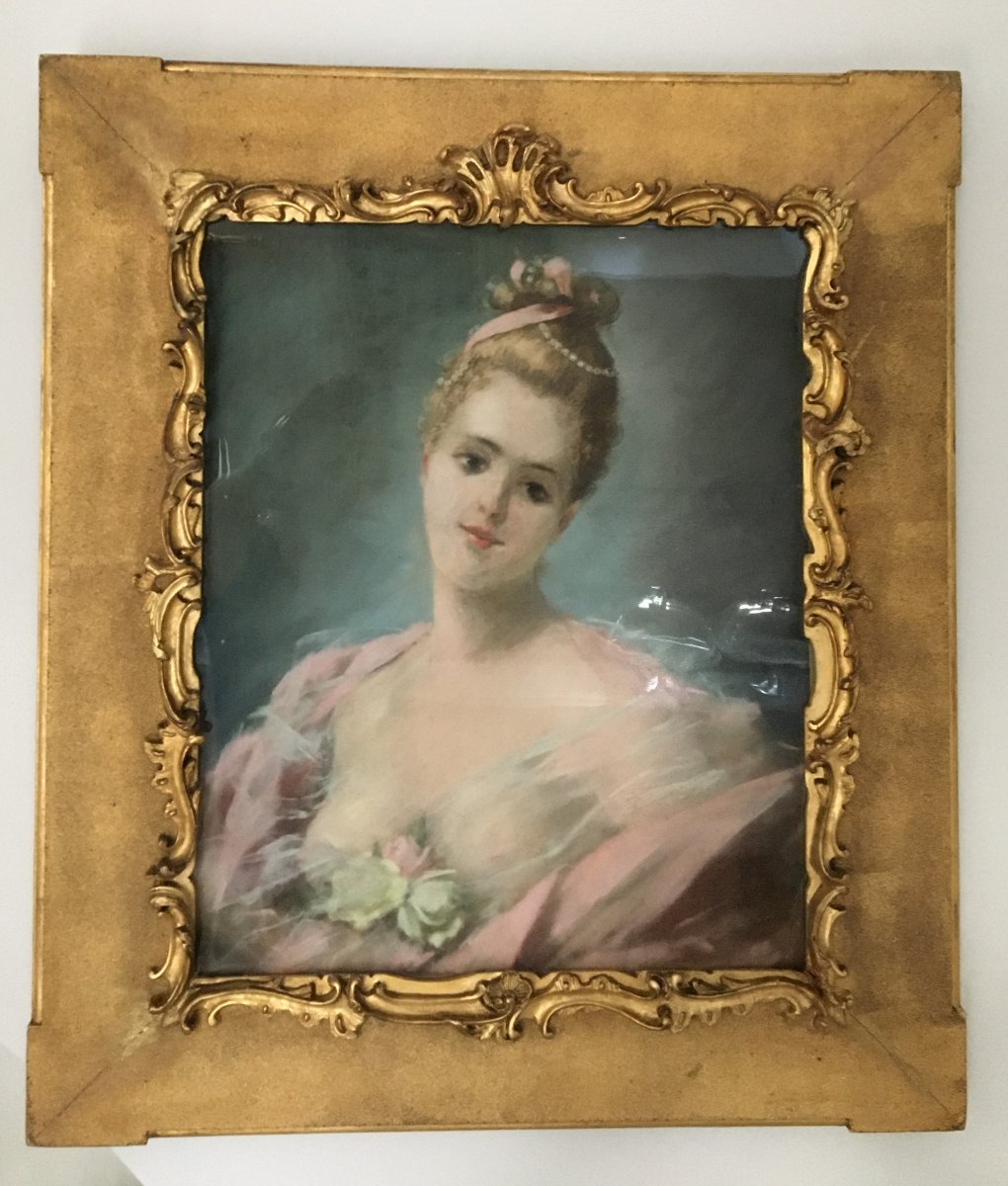 Pastel : Portrait d'élégante - 1900-photo-2