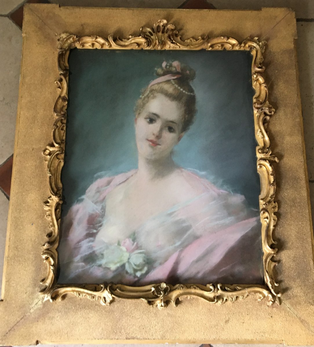 Pastel : Portrait d'élégante - 1900-photo-2