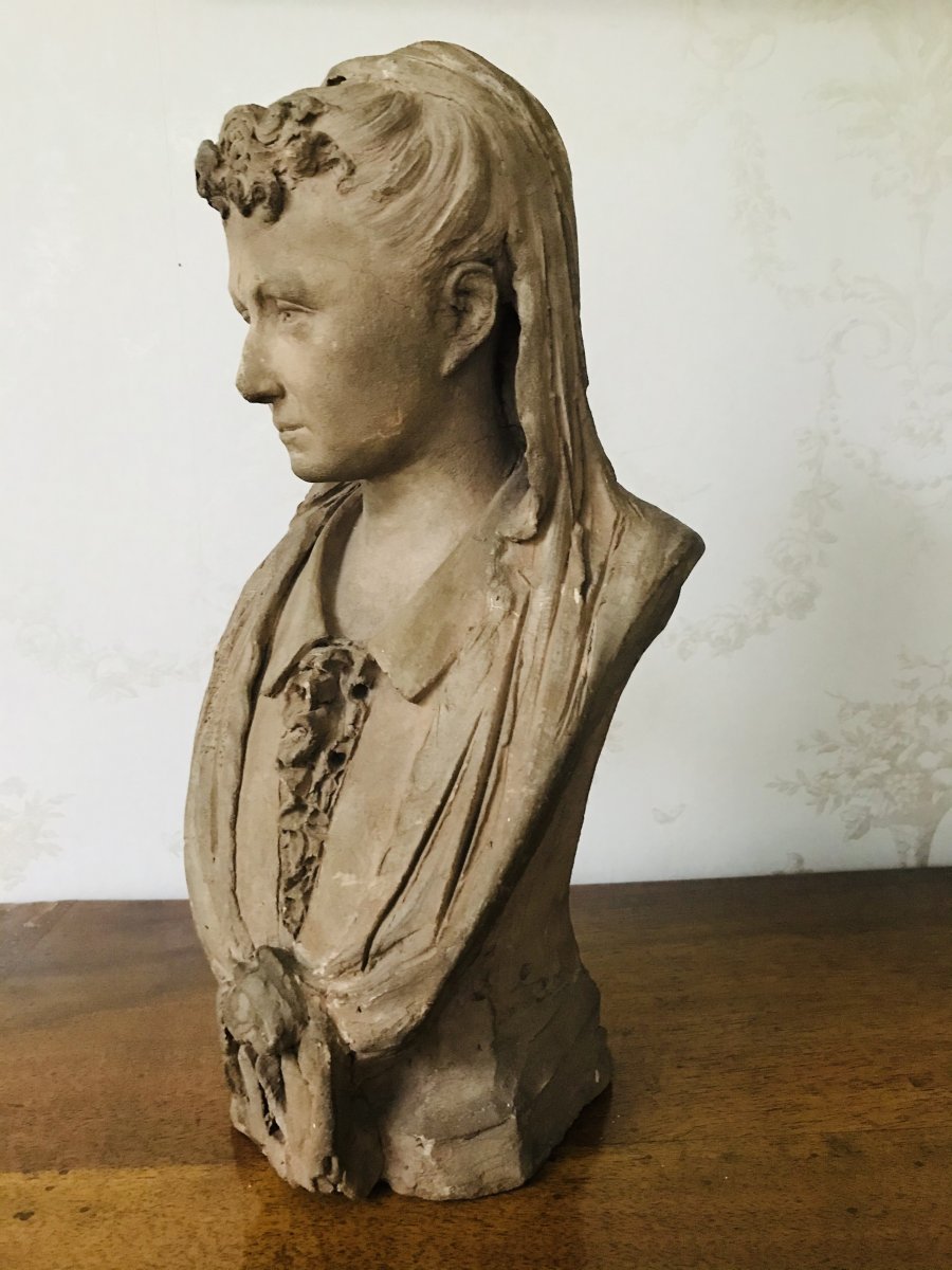 Bust Of Woman In Terracotta - XIXth-photo-2