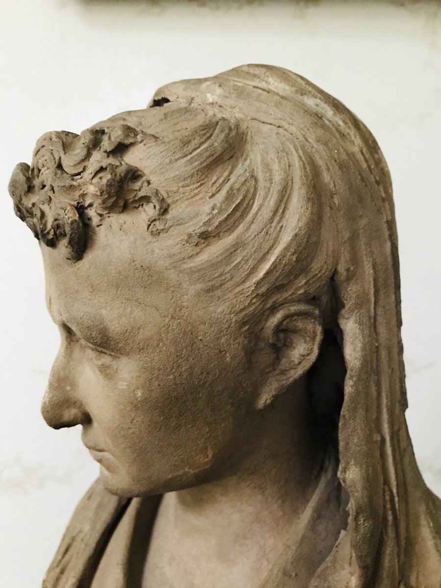 Bust Of Woman In Terracotta - XIXth-photo-3