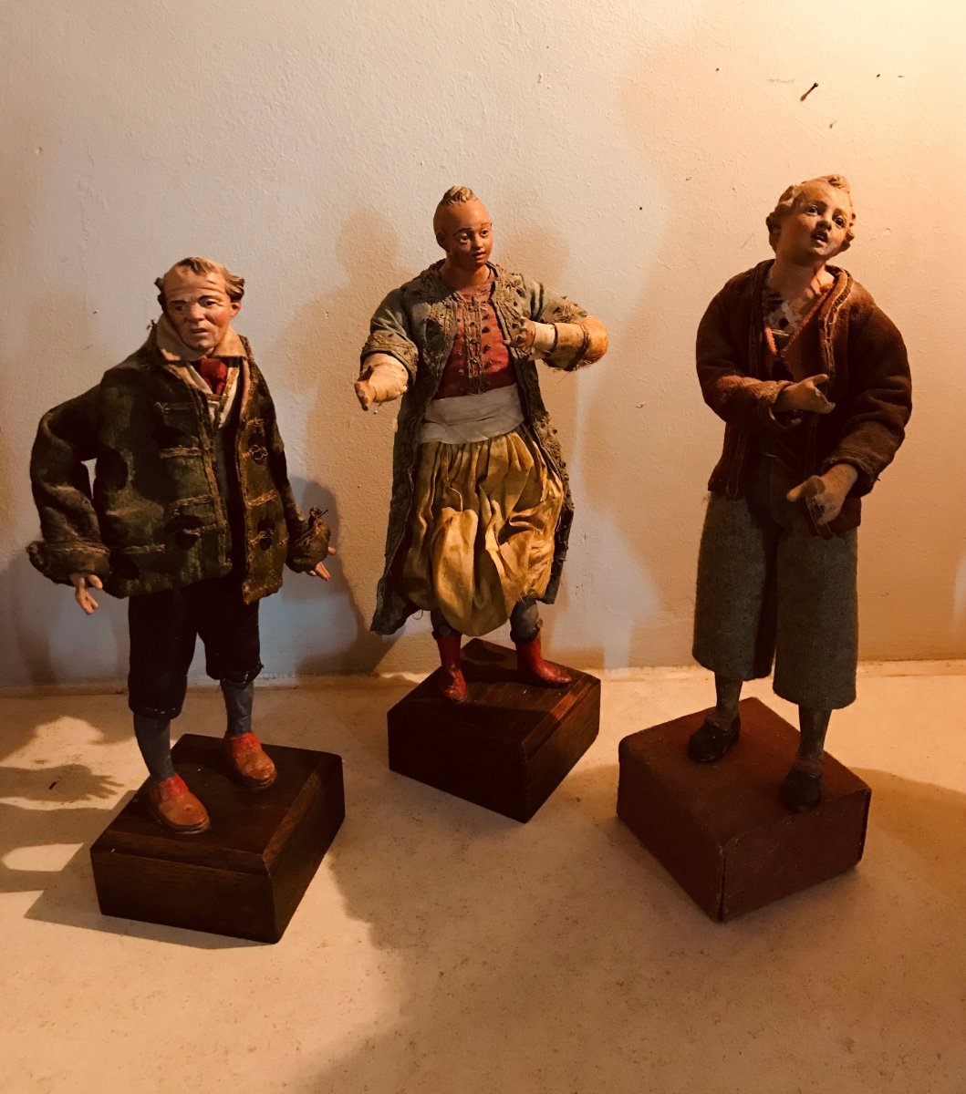 Lots Santons Anciens terre Cuite peints A La Main