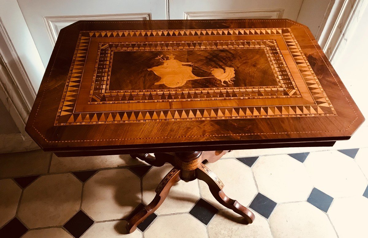 Guéridon Italien En Marqueterie - XIXème