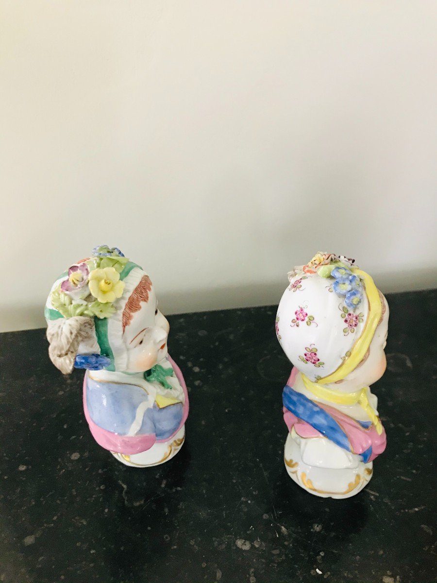 Paire De Bustes De Fillette En Porcelaine  - XIXème-photo-3