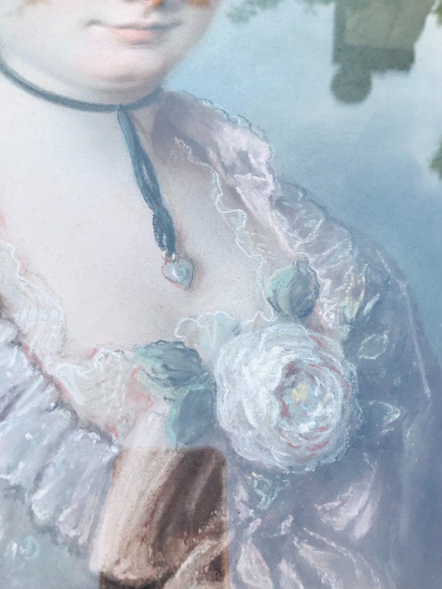 18th Century Pastel; Portrait Of Woman-photo-1