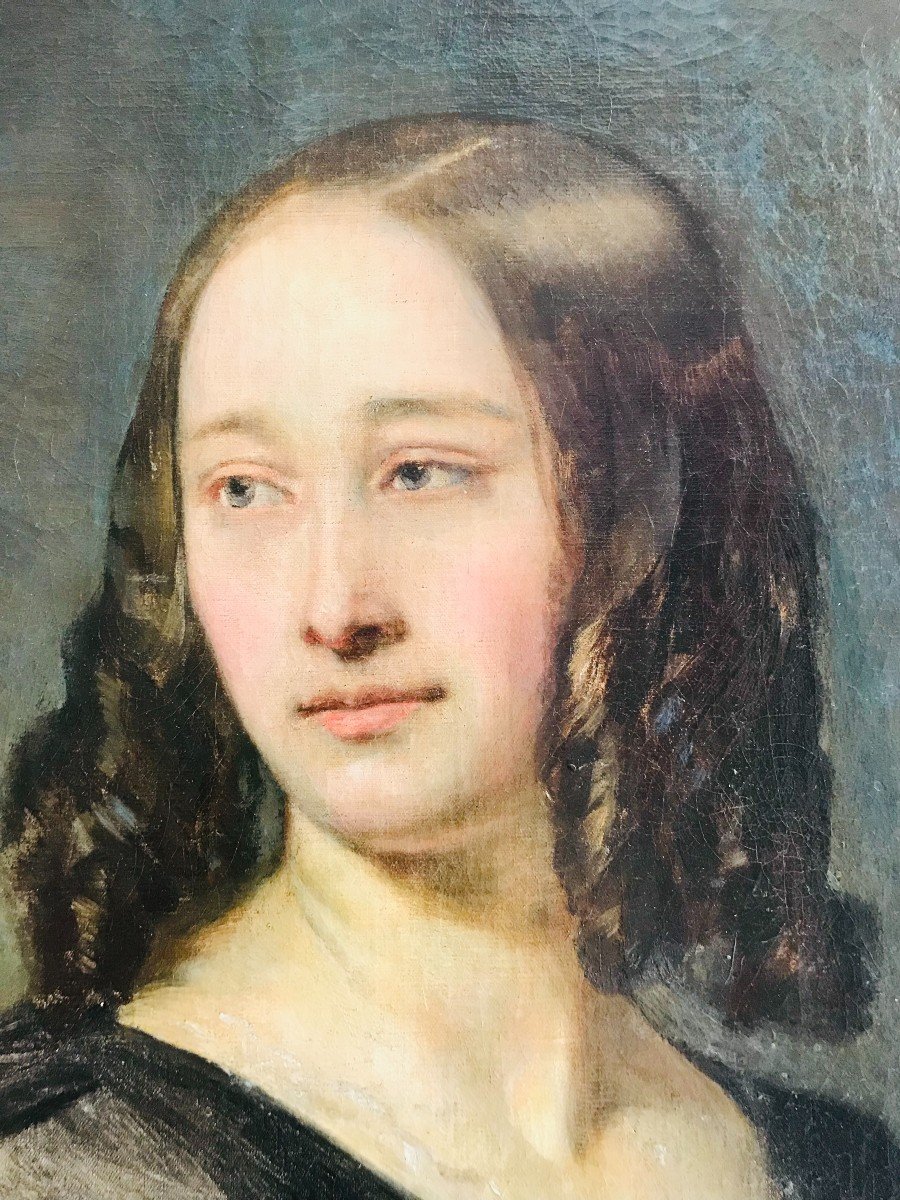 Portrait De Femme En Buste  XIXème - Victor Mottez