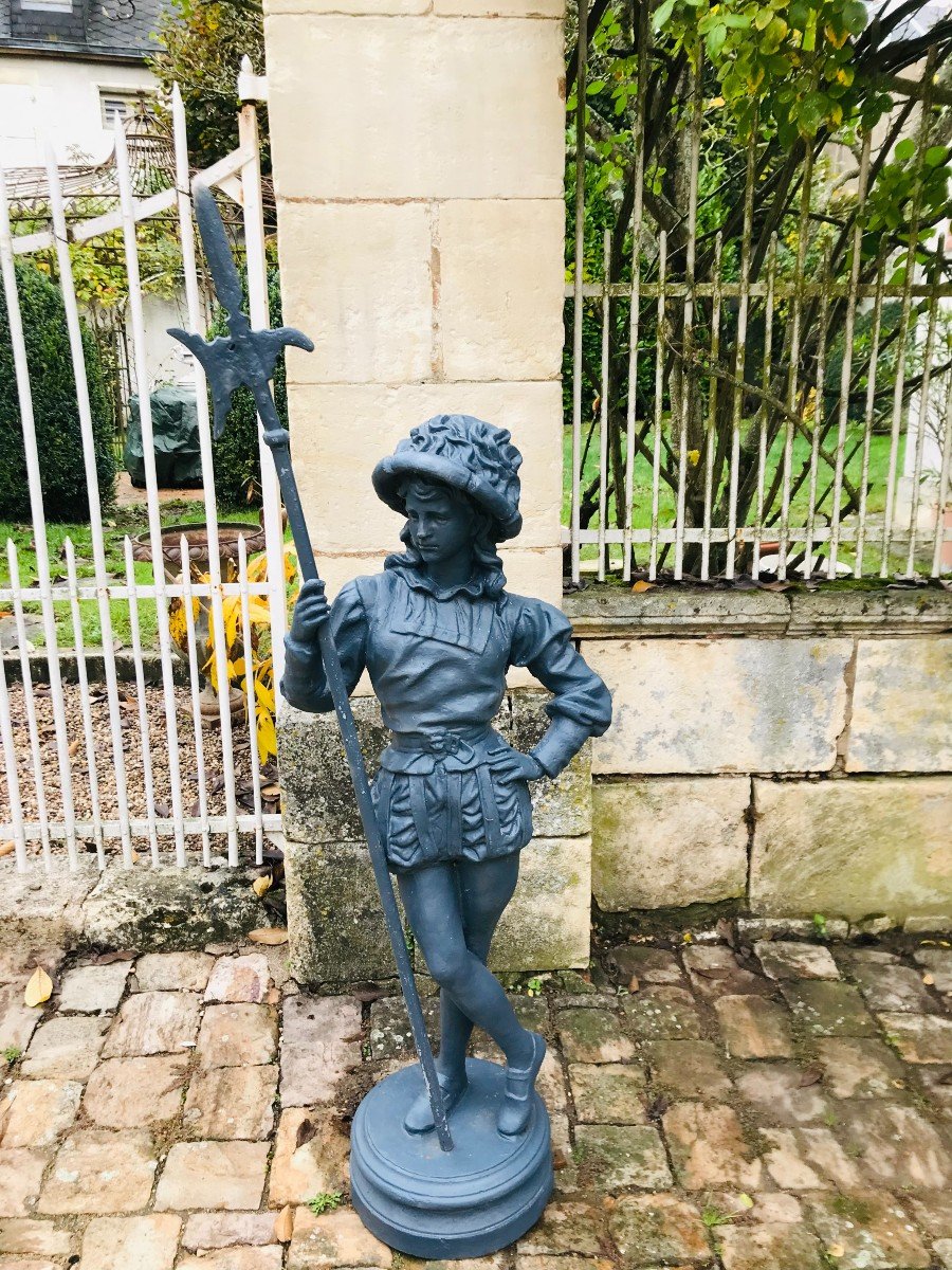 Paire De Statues En Fonte : Hallebardiers - XXème-photo-2