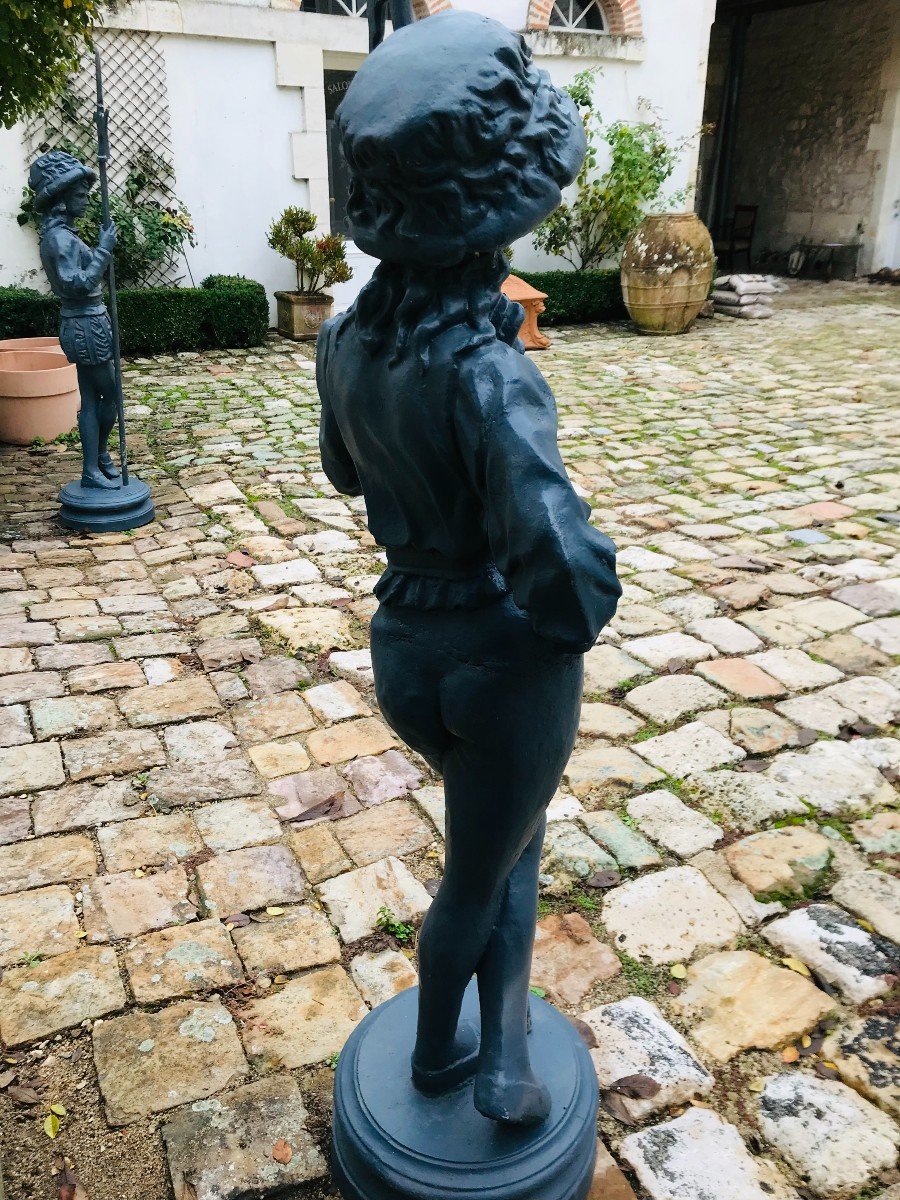 Paire De Statues En Fonte : Hallebardiers - XXème-photo-2