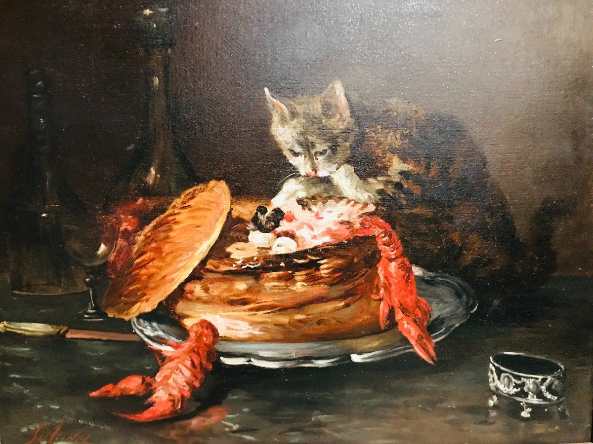 Le Chat Gourmand - J. Aules - XIXth-photo-2