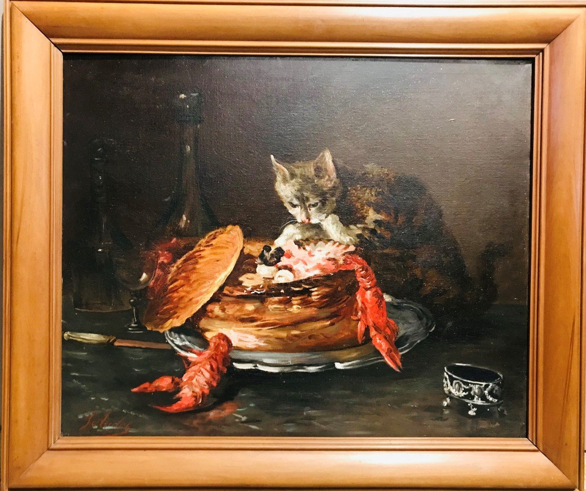 Le Chat Gourmand - J. Aules - XIXth