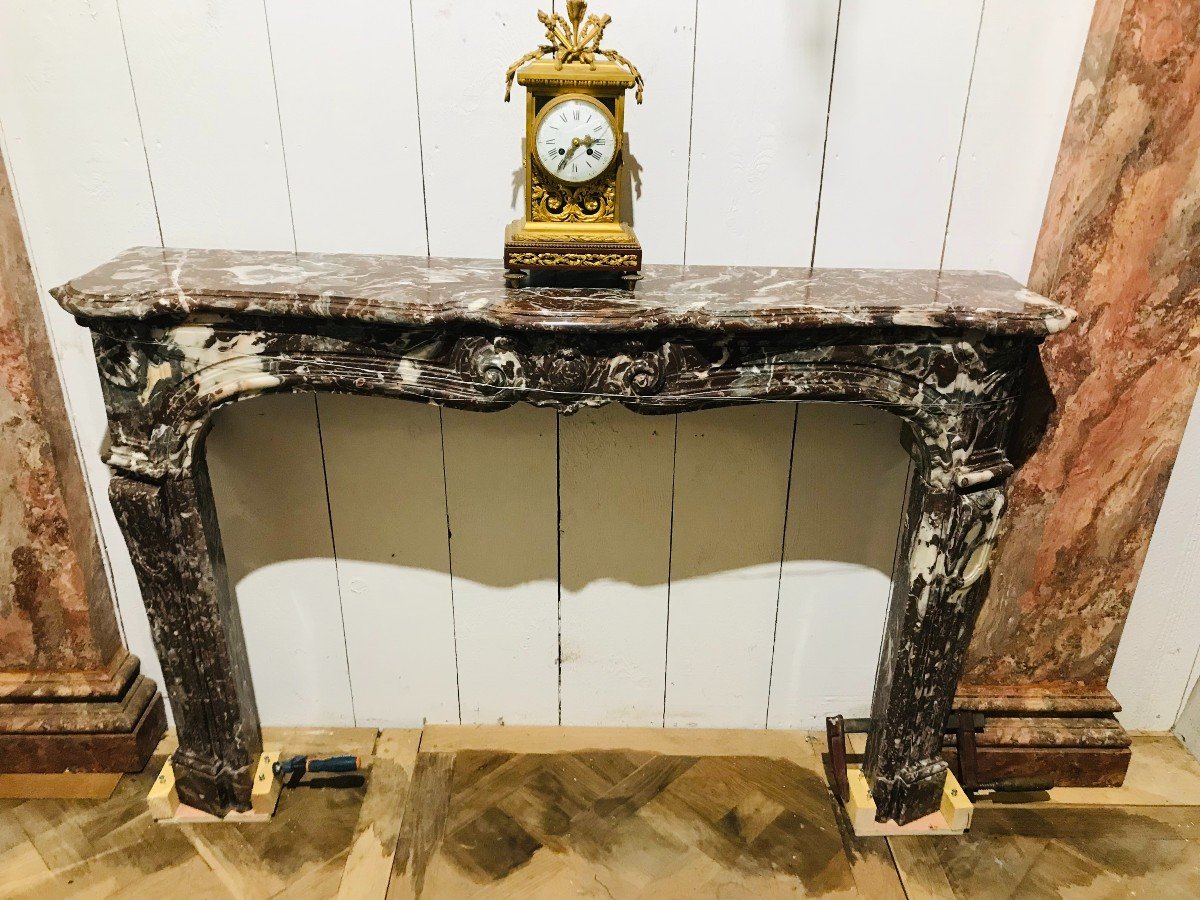 Louis XV Fireplace In Red Marble From Belgium