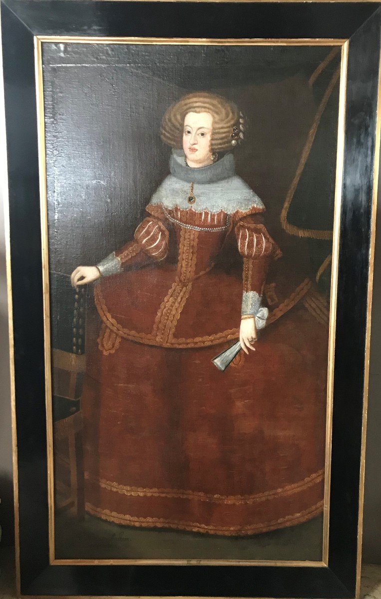 Portrait En Pied De Marie -anne d'Autriche - XVIIème