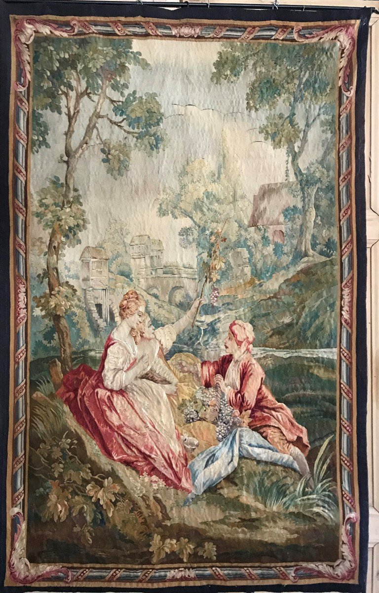 Tapisserie d'Aubusson - Scène Galante - XIXème