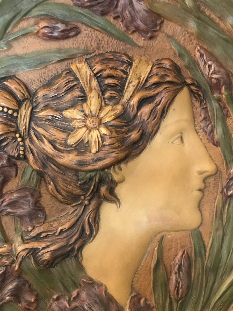 Art Nouveau Terracotta Medallion - Ernst Wahliss-photo-2