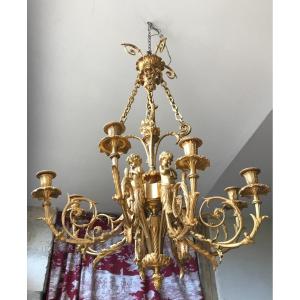 Lustre En Bronze Doré