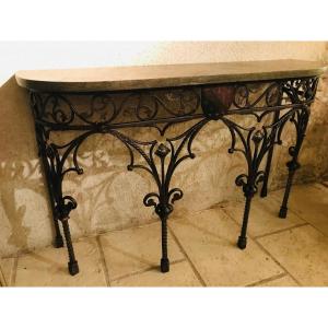 Gothic Style Wrought Iron Console