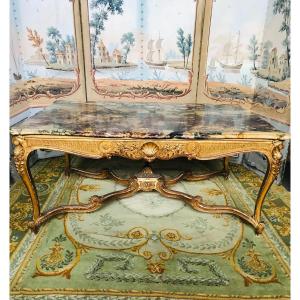 Importante Table De Milieu En Bois Doré Napoléon III