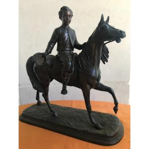 Prince Imperial On Horseback Saluting - Bronze - XIXth