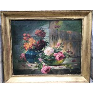 Still Life With Flowers Signed Laurence