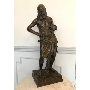 Bronze Patine Brune De Démocrite Par Etcheto