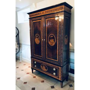   Louis XVI Style Inlaid Wood Wardrobe - After Magiolini