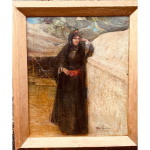 Huile Sur Toile Femme Berbère Signé Mimi Zamorani