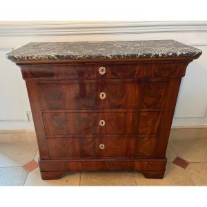 Small Louis Philippe Mahogany Chest Of Drawers, 19th Century