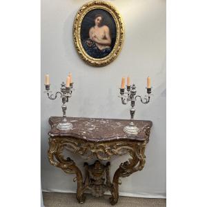 Louis XV Period Gilded Wood Console Table