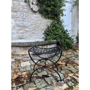 Wrought Iron Curule Garden Stool 