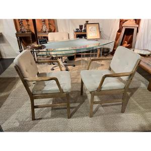 Pair Of Oak Armchairs From The 1970s