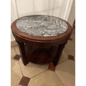 Asian-style Side Table With A Marble Top And Mahogany Frame, 19th Century