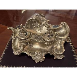 Encrier en bronze doré de style Rocaille - maison Milet  1856-1918