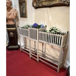 Jardinière en bois laqué gris d’époque 1900