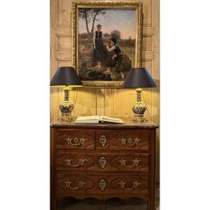 Parisian Chest Of Drawers With A Marbled Top, Stamped "thuillier"