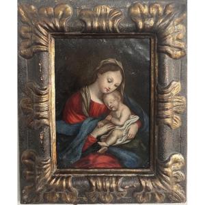 Madonna And Child—oil On Copper, 17th Century